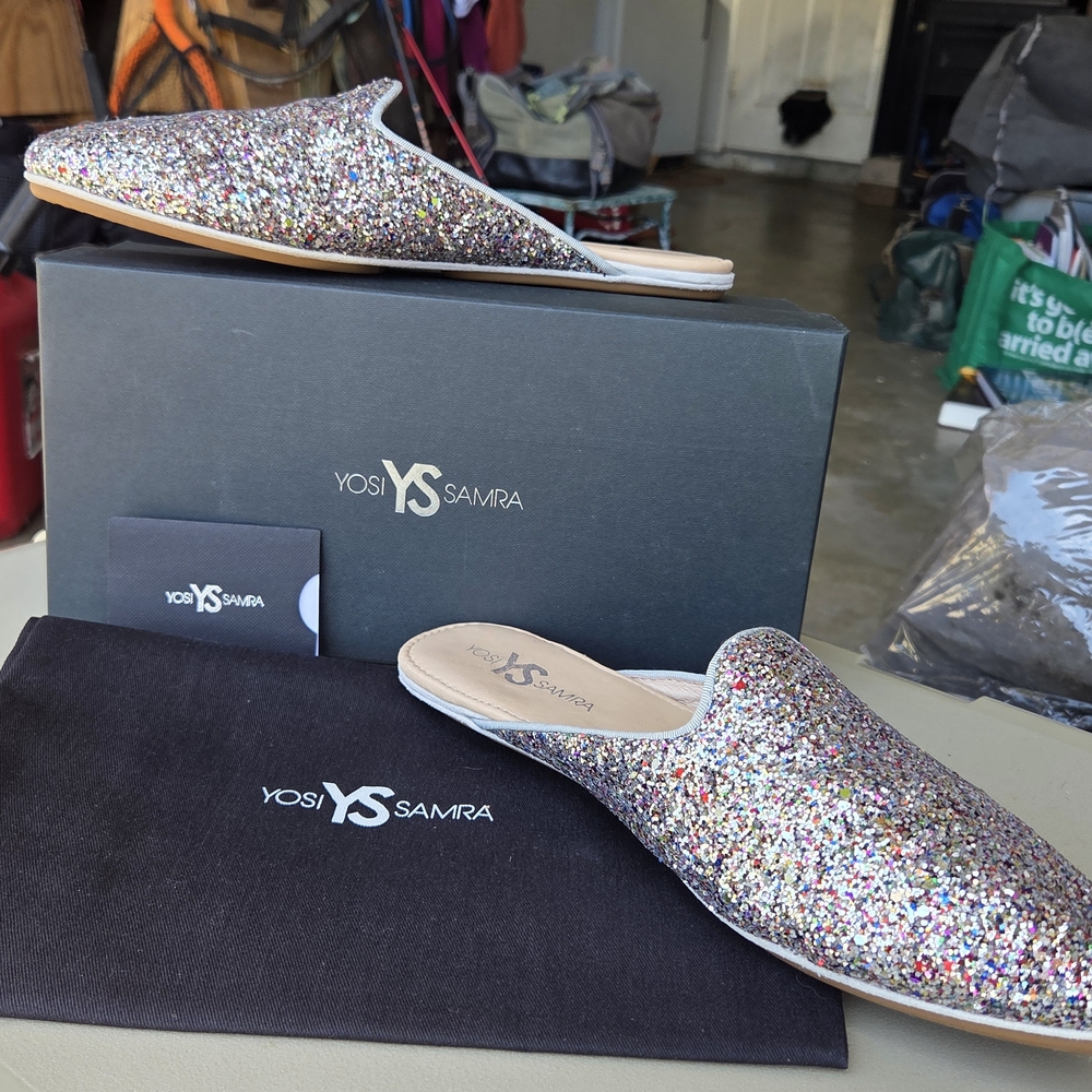 Yosi Samra Women's Glitter Mules